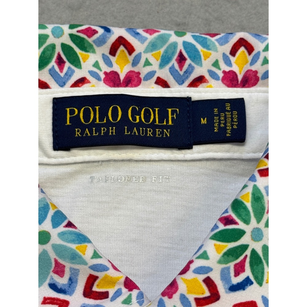 Polo Golf Ralph Lauren Polo Shirt Women's M White Multi Color Floral Collar - Picture 2 of 8